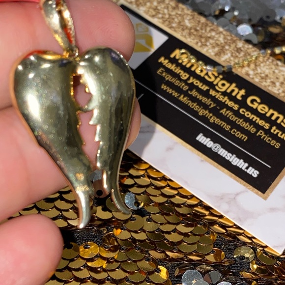 Real diamond angel wing pendant, NOT CZ NOT MOISSANITE, custom made wing pendant - Picture 5 of 9